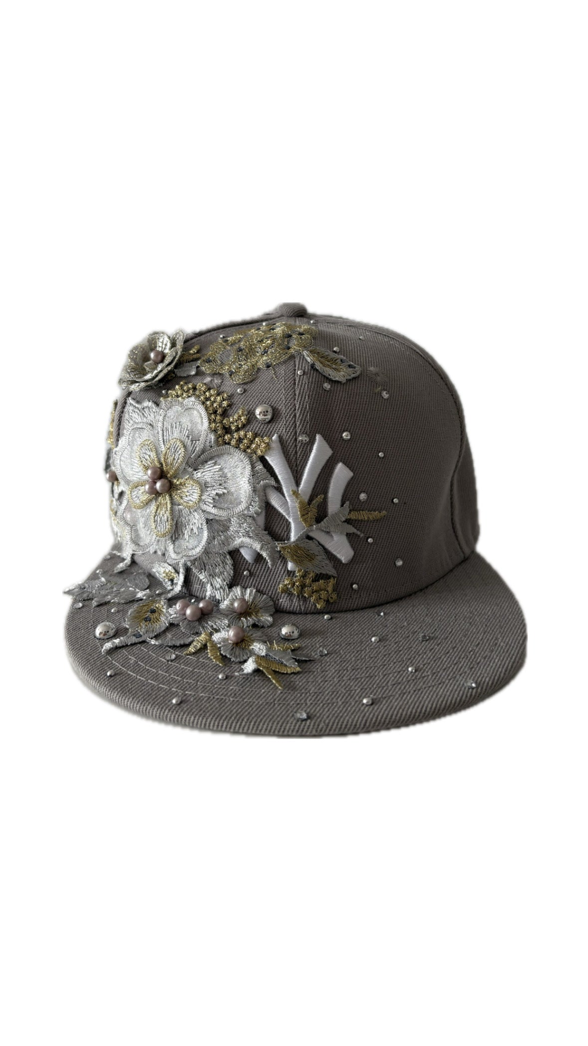 Custom New Era Grey Flower Cap