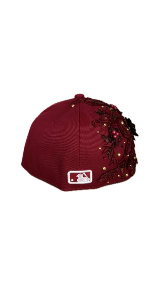 Custom New Era Burgundy Flower Cap