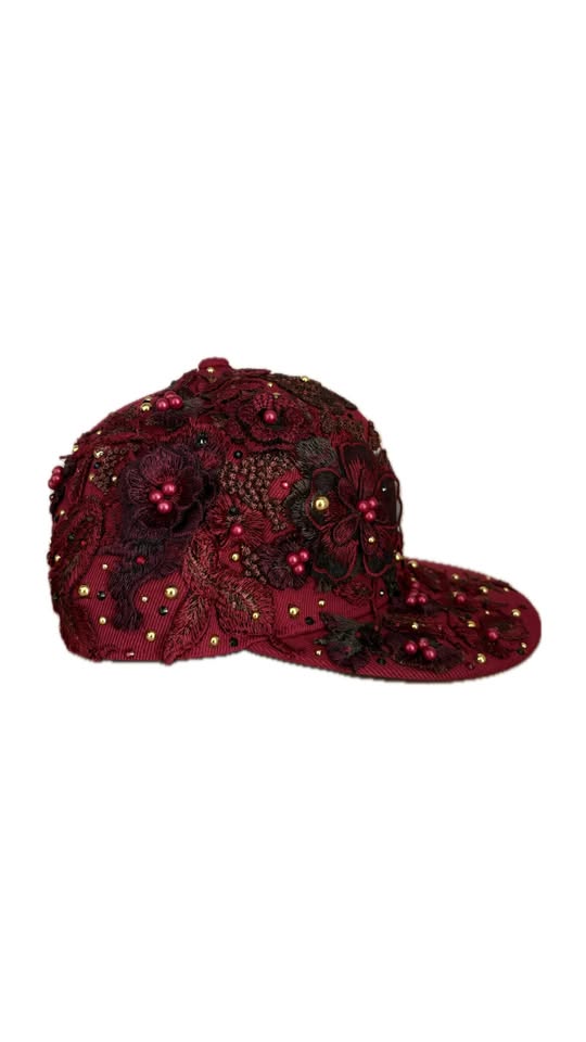 Custom New Era Burgundy Flower Cap