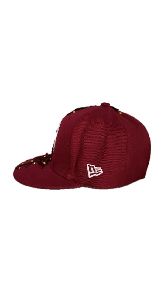 Custom New Era Burgundy Flower Cap